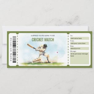 Invitation Certificat cadeau de ticket de match de cricket su