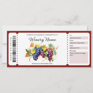 Invitation Certificat cadeau d'excursion Vineyard Watercolor
