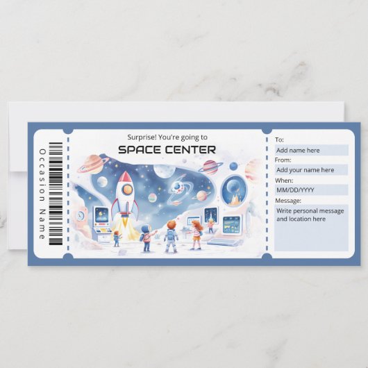 Invitation Certificat-cadeau du Centre Spatial (Devant)