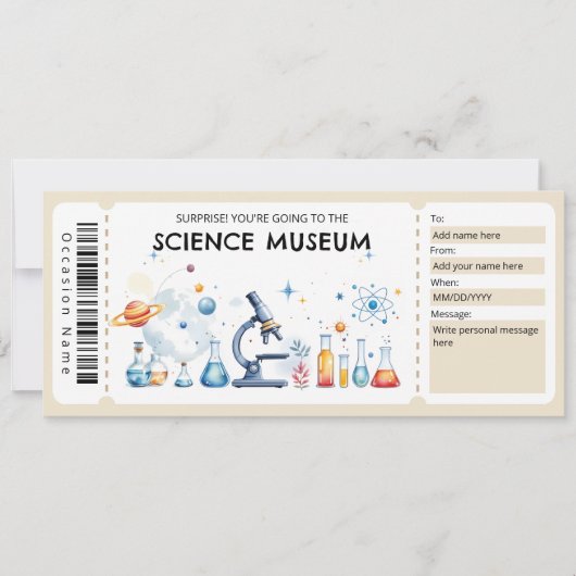 Invitation Certificat-cadeau du Musée des Sciences (Devant)