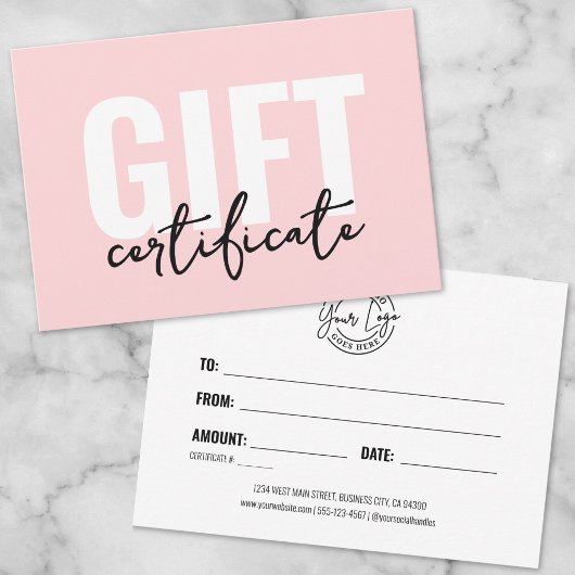 Invitation Certificat Cadeau Entreprise Rose