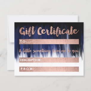 Invitation Certificat cadeau faux chic rose or bonjour bleu