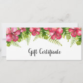 Invitation Certificat Cadeau Fleurs Tropicales Feuilles Hibis (Devant)