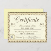 Invitation Certificat cadeau Gold (Devant / Derrière)