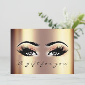 Invitation Certificat cadeau Gold Blush Lash Beauty Maquillag (Debout devant)