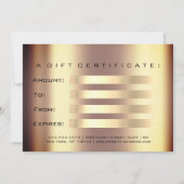 Invitation Certificat cadeau Gold Blush Lash Beauty Maquillag (Dos)