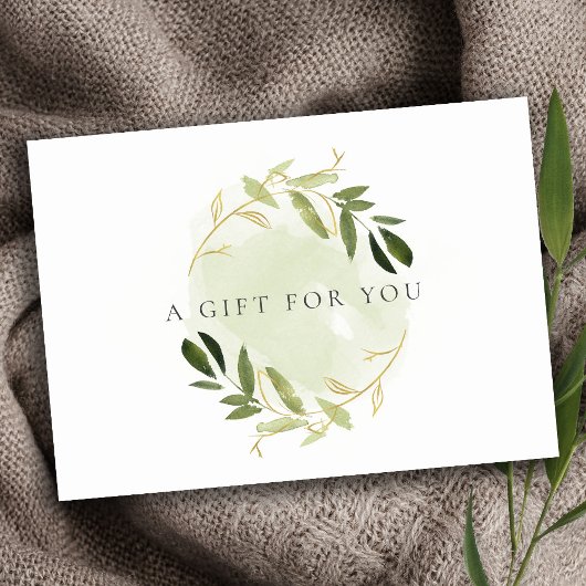 Invitation Certificat cadeau Gold Green Foliage Aquarelle
