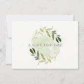 Invitation Certificat cadeau Gold Green Foliage Aquarelle (Devant)