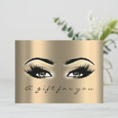 Invitation Certificat cadeau Gold Lashes Beauty Maquillage (Debout devant)