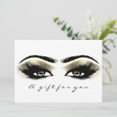 Invitation Certificat cadeau Gold White Lash Extension Maquil (Debout devant)
