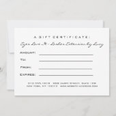 Invitation Certificat cadeau Gold White Lash Extension Maquil (Dos)