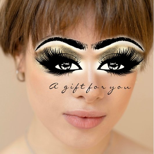 Invitation Certificat cadeau Gold White Lash Extension Maquil