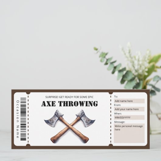 Invitation Certificat Cadeau Lancer de Hache (Debout devant)