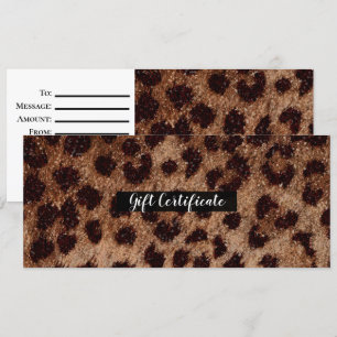 Invitation Certificat Cadeau Léopard Guépard Pailleté Scintil