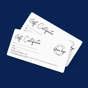 Invitation Certificat cadeau Logo personnalisé de script mode