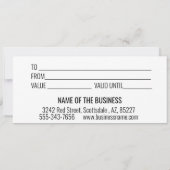 Invitation Certificat Cadeau Manuscrit Entreprise Café (Dos)