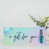 Invitation Certificat Cadeau Manuscrit Salon de Manucure Aqua (Debout devant)