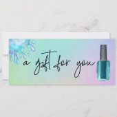 Invitation Certificat Cadeau Manuscrit Salon de Manucure Aqua (Devant)