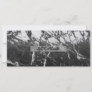 Invitation Certificat-cadeau Marbre Noir & Blanc Moderne Glam