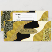 Invitation Certificat Cadeau Moderne en Or de Vague Abstraite (Devant / Derrière)