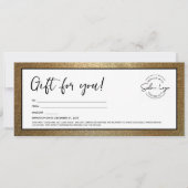 Invitation Certificat Cadeau Moderne Logo Or Noir (Devant)