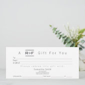 Invitation Certificat cadeau moderne R+F (Debout devant)