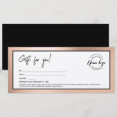Invitation Certificat Cadeau Moderne Rose Gold Ajouter Logo (Devant / Derrière)