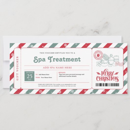 Invitation Certificat Cadeau Noël Jour de Spa (Devant)