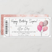 Invitation Certificat cadeau or Rose de jour Spa personnalisé (Devant / Derrière)