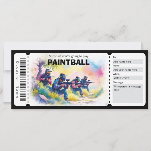 Invitation Certificat-cadeau Paintball (Devant)