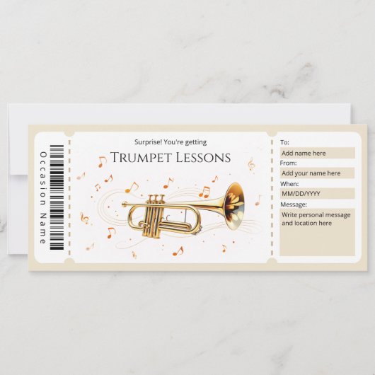 Invitation Certificat Cadeau pour Cours de Trompette (Devant)