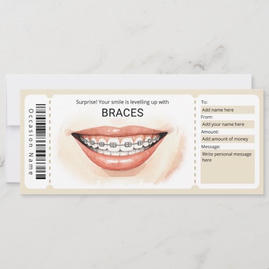 Invitation Certificat Cadeau pour un Traitement d'Orthodontie (Devant)