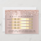 Invitation Certificat cadeau Rose Gold Maquillage Poils Lashe (Dos)