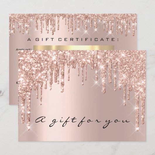 Invitation Certificat cadeau Rose Gold Maquillage Poils Lashe (Devant / Derrière)