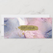 Invitation Certificat Cadeau Rose Pervenche Éthéré Or (Devant)
