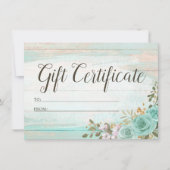 Invitation Certificat cadeau Rustic Wood Shabby Floral Card (Devant)