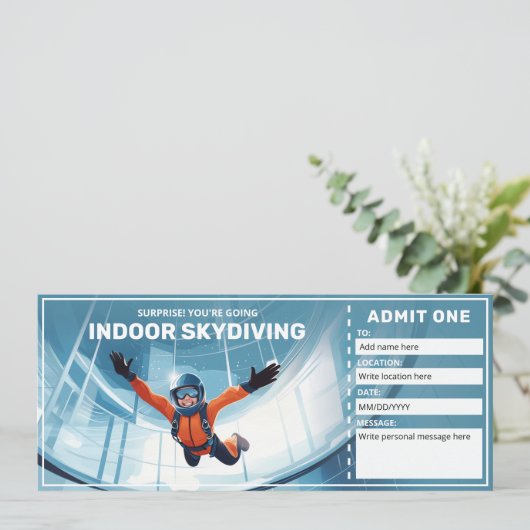 Invitation Certificat cadeau Skydiving intérieur, Sky Dive Ti (Debout devant)