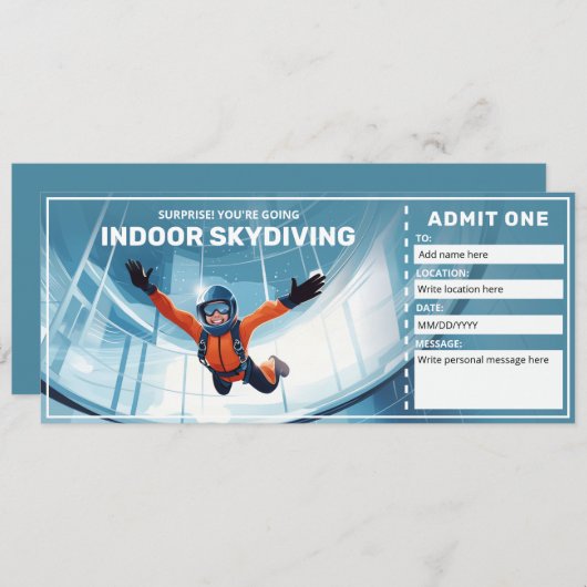 Invitation Certificat cadeau Skydiving intérieur, Sky Dive Ti (Devant / Derrière)