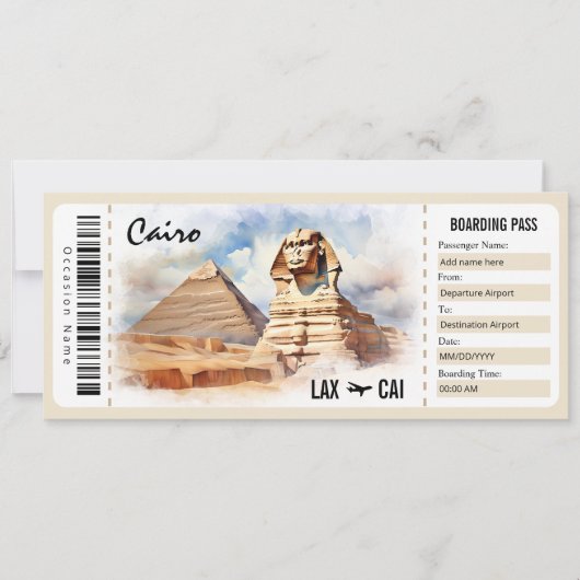 Invitation Certificat cadeau Surprise Egypt Boarding Pass (Devant)