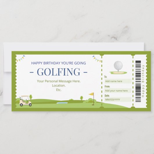 Invitation Certificat cadeau surprise Golf (Devant)