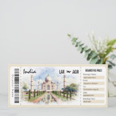 Invitation Certificat cadeau Surprise India Boarding Pass (Debout devant)