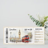 Invitation Certificat cadeau Surprise London Boarding Pass (Debout devant)