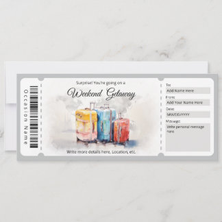 Invitation Certificat cadeau Surprise Weekend Getaway