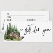 Invitation Certificat cadeau Watercolor Cabine Forest Lodge (Devant / Derrière)