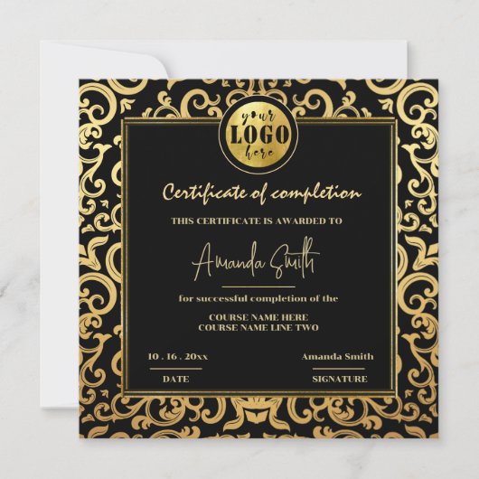 Invitation Certificat d'achèvement d'or de luxe (Devant)