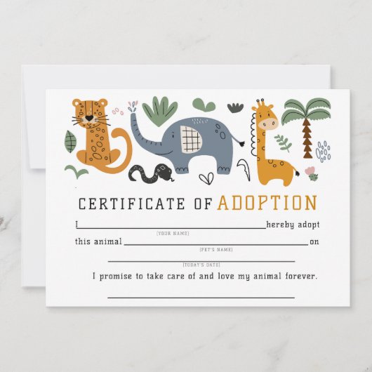 Invitation Certificat d'adoption d'animal Deux enfants de Saf (Devant)