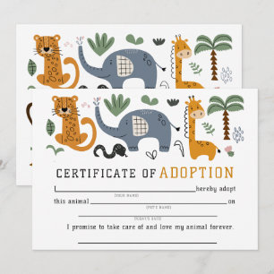 Invitation Certificat d'adoption d'animal Deux enfants de Saf