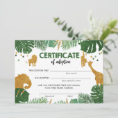 Invitation Certificat d'adoption d'animaux sauvages Safari An (Debout devant)