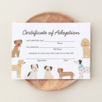 Certificat d'adoption d'anniversaire de chien