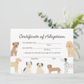 Invitation Certificat d'adoption d'anniversaire de chien (Debout devant)